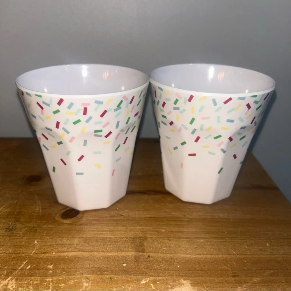 Crate & Barrel Colorful Sprinkle Patterned Cups